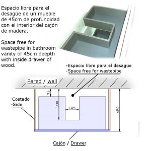 Interior de cajón de Madera de muebles de 45 de profundidad